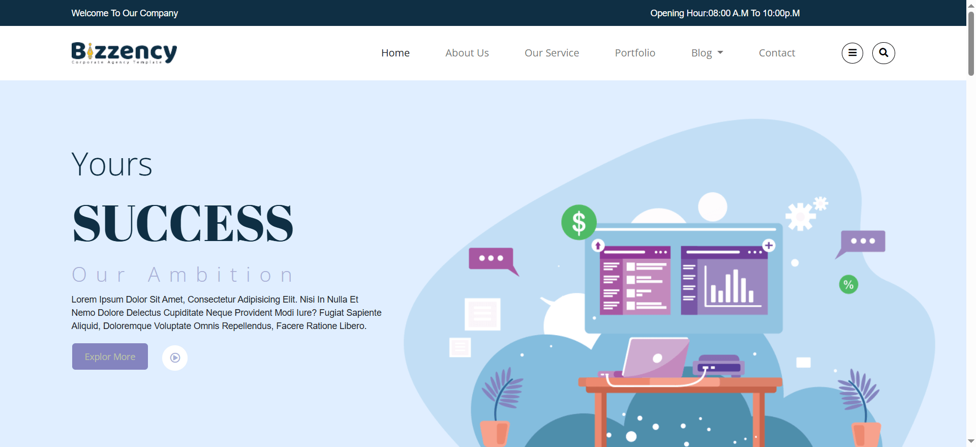 Bizzency - Business Agency Website Template using Bootstrap