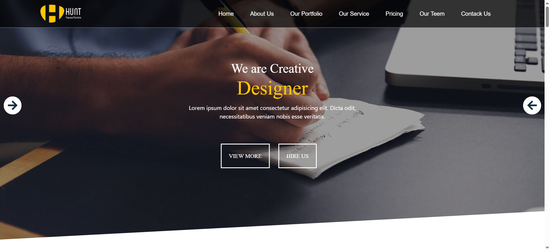 Hunt - Modern Landing Page HTML Template